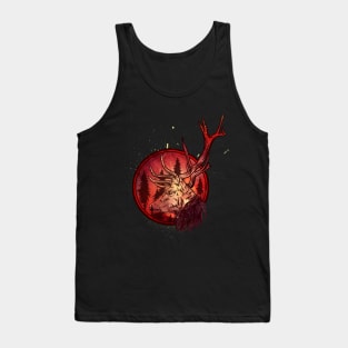 Red Deer Forest Trees Tank Top